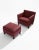 Pouf with burgundy leather upholstery. Polyurethane foam padding, with an additional layer of Dacron cushioning. The...