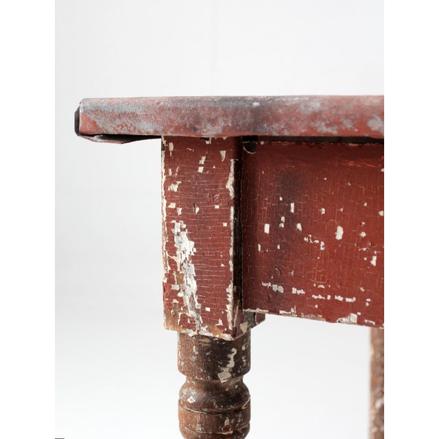 Early 20th Century Antique Painted Farmhouse Table With Metal Top For Sale - Image 5 of 18