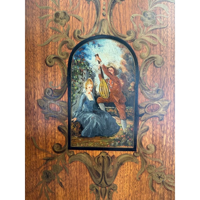Baroque Early 20th Century Continental Baroque Revival Cabinet With Hand Painted Scene For Sale - Image 3 of 6
