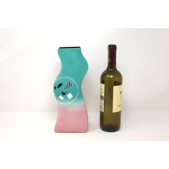 1980s 1980's Postmodern Curvy Ceramic Vase For Sale - Image 5 of 6