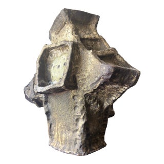 Vintage Mid-Century Brutalist American Studio Pottery Sculptural Vase For Sale