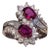 The East Lake Drive: Natural Double Ruby Bypass Ring with Diamonds For Sale