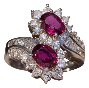 The East Lake Drive: Natural Double Ruby Bypass Ring with Diamonds