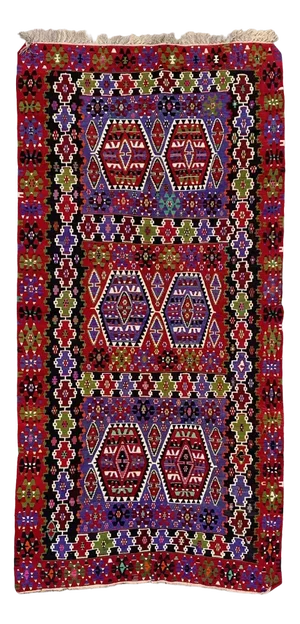 Large Vintage Turkish Wool Kilim Rug