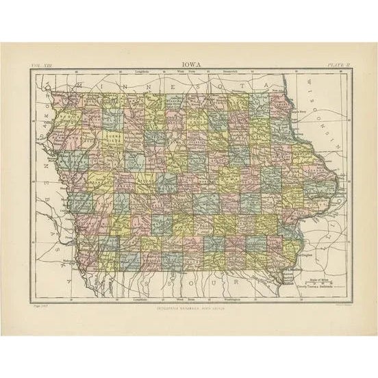 Antique Map of Iowa, 1881 For Sale - Image 6 of 6