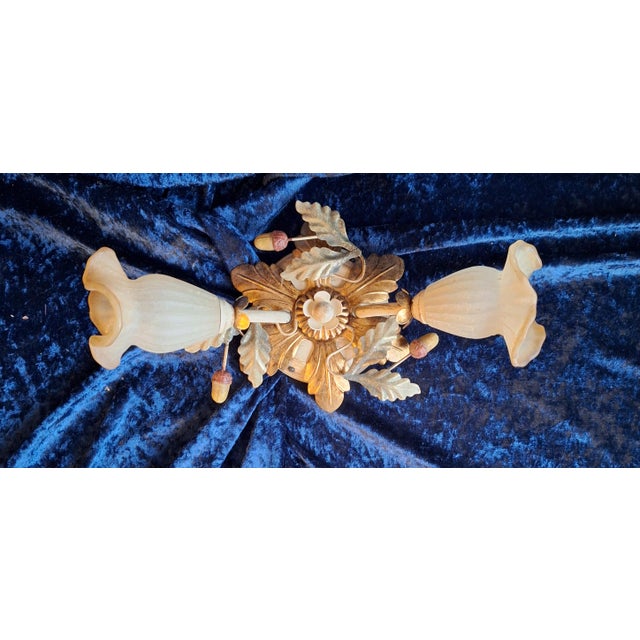 Florentine Wall Lamp with Colored Metal Mount and Glass Shades by Renzo Del Ventisette, 1980s, in Very Good conditions....