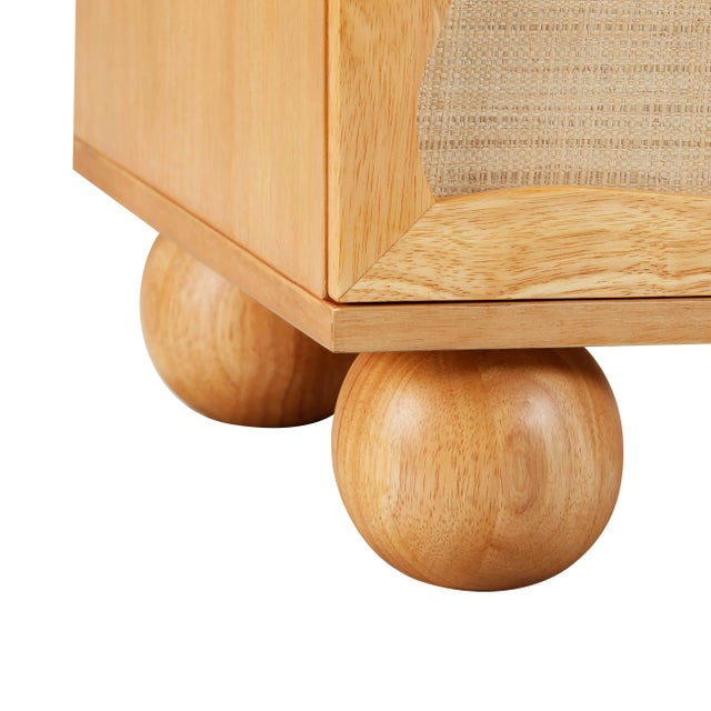 Grappa Natural Wood & Rattan Wavy Dresser with Ball Feet For Sale In Los Angeles - Image 6 of 8