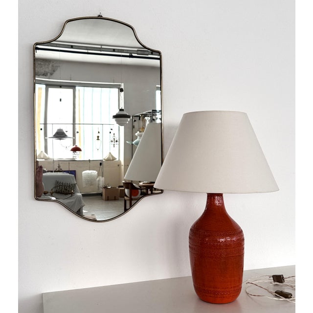 Large Mid-Century Italian Wall Mirror with Brass Frame, 1970s For Sale - Image 4 of 17