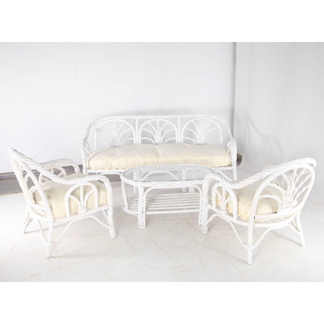 Bleached Rattan Lounge Set, 1970s, Set of 4 For Sale - Image 16 of 17