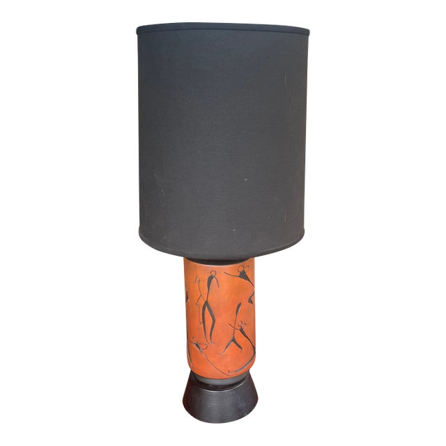 1950s Mid Century Modern Texcoco Mexican Pottery Abstract Figural Table Lamp For Sale