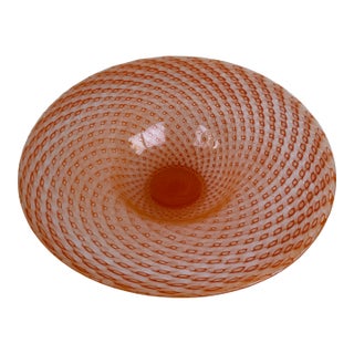 Vintage Large Murano Glass Center Piece Bowl Signed For Sale