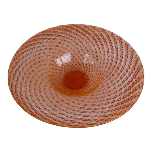 Vintage Large Murano Glass Center Piece Bowl Signed For Sale