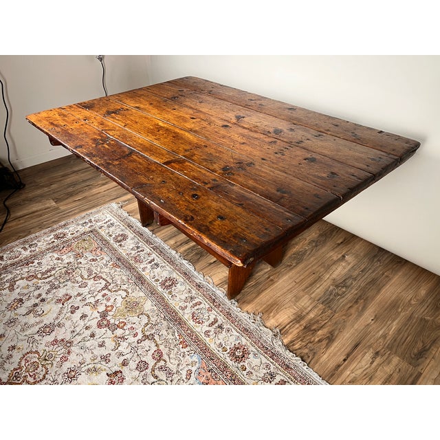 Antique Country Pine Hutch Table With Six Plank Top C. 18th Century For Sale In Boston - Image 6 of 8
