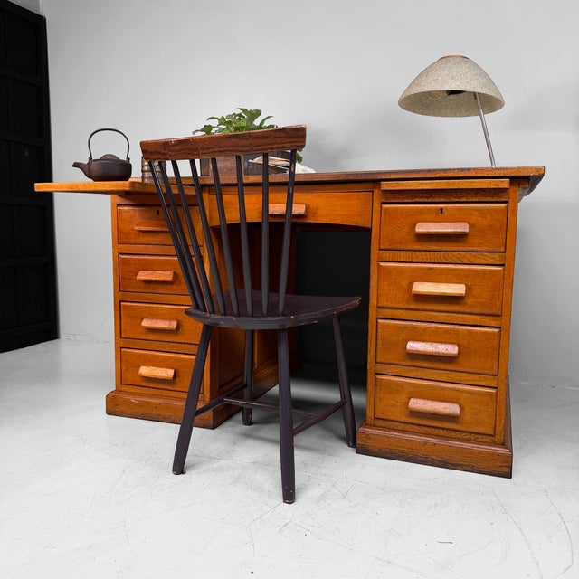 French Double Pedestal Desk, 1950s For Sale - Image 10 of 14