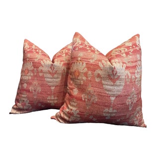 Colefax and Fowler From Cowtan and Tout Brunello in Red Pillows- A 18" Both Sided Pair For Sale
