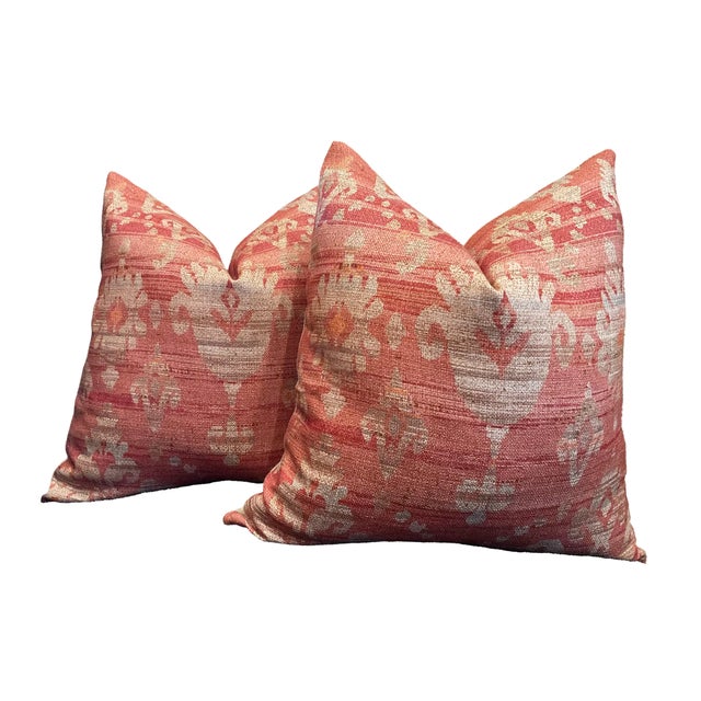 Colefax and Fowler From Cowtan and Tout Brunello in Red Pillows- A 18" Both Sided Pair For Sale
