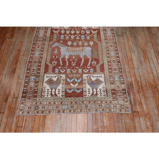 Rare Antique Horse Rooster Shirvan Caucasian Rug Dated 1948 - 4'3" x 6'8" For Sale In New York - Image 6 of 6