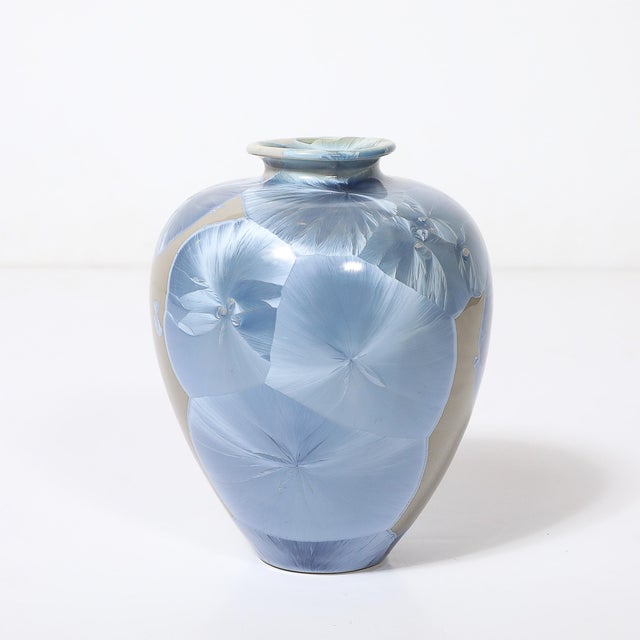 Mid-Century Hand-Thrown Porcelain Crystalline Glaze Ceramic Vase by Sid Oakley For Sale - Image 9 of 15