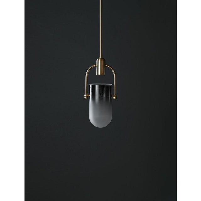 Arc Well Pendant Lamp in Smoked Glass and Brass by Allied Maker, 2018 For Sale - Image 10 of 11