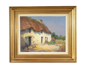E. Gautier, Maison en Brière, 1955, Oil on Wood, Framed