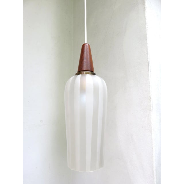 Metal Scandinavian Teak, Brass & Glass Cascade Light, 1960s For Sale - Image 7 of 18