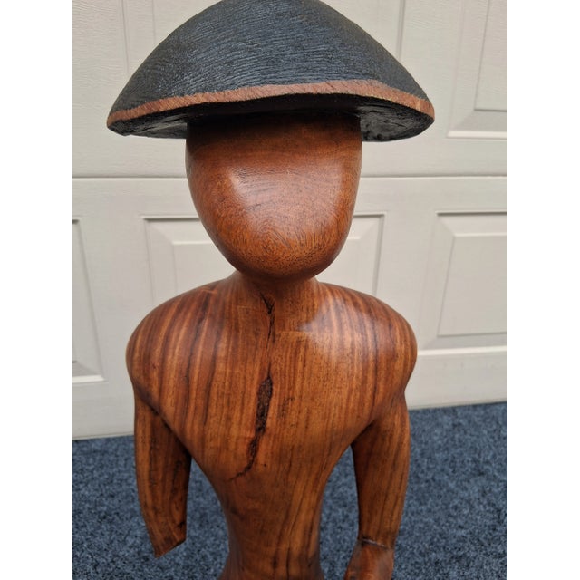 Vintage Minimalist Hand Carved Exotic Wood Sculpture For Sale - Image 14 of 17