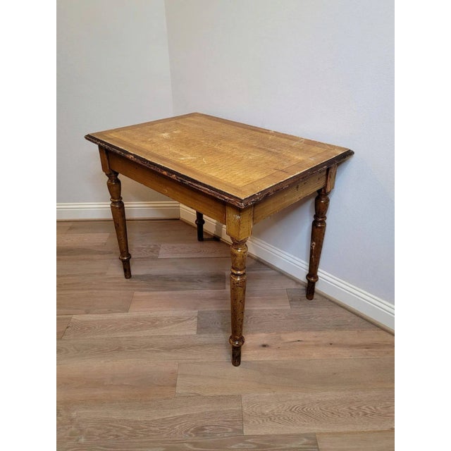 19th Century Antique Distressed Country Farmhouse Work Table For Sale - Image 5 of 11