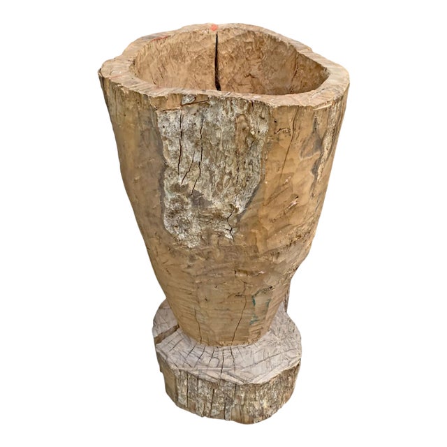 Large 19th Century Wooden Mortar For Sale
