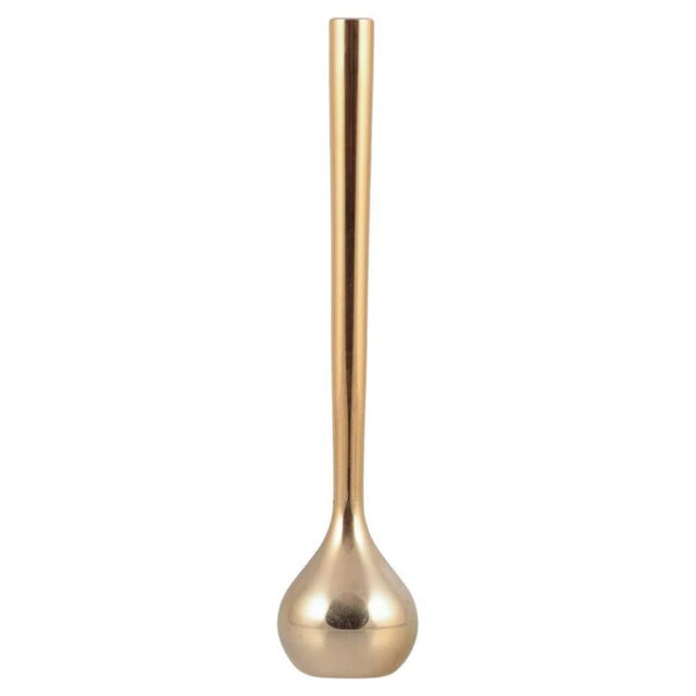 Metal Tall and Narrow Necked Brass Vase by Otto Rasmussen for Design Asmussen, 1970s For Sale - Image 7 of 7