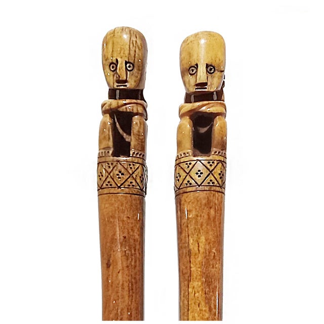 Hand-Carved Wooden Batons, Suar Wood, Borneo, Late 20th Century For Sale - Image 4 of 14