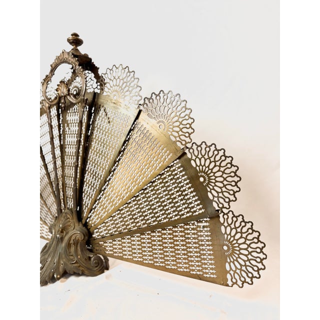 Ornate Victorian Brass Fireplace Fan Screen For Sale - Image 12 of 12