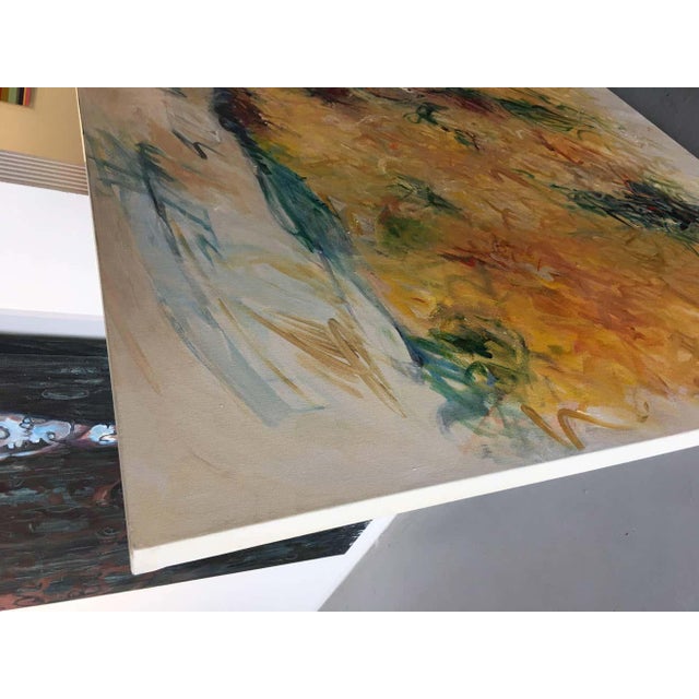 Abstract Mary Lou Siefker Acrylic Painting on Canvas Titled: Frenzy in Yellow For Sale - Image 3 of 9