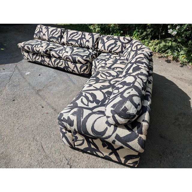 Ten feet of vintage love. Three piece sectional sofa by Directional. Designed by Milo Baufman. Two straight pieces One...