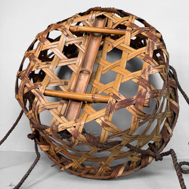 Japanese Bamboo Hanging Basket, 1950s For Sale - Image 14 of 15
