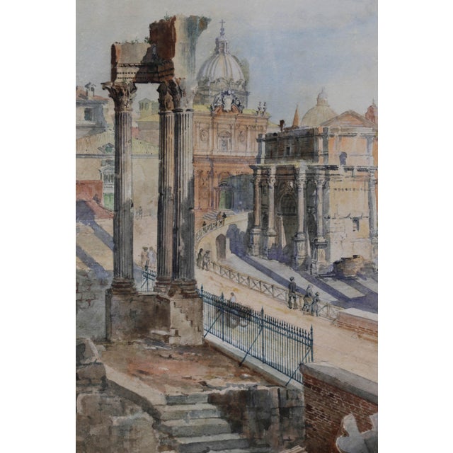 Grand Tour Three Italian Framed Watercolors of Scenes of Rome For Sale - Image 3 of 13