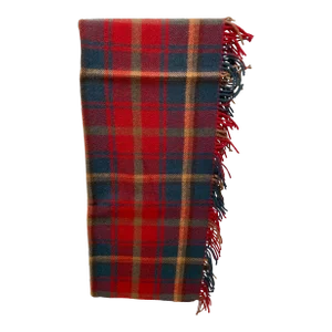 Soft Merino Lambswool Knee Rug / Blanket in a Bright Red and Green Tartan Plaid Pattern - Made in England