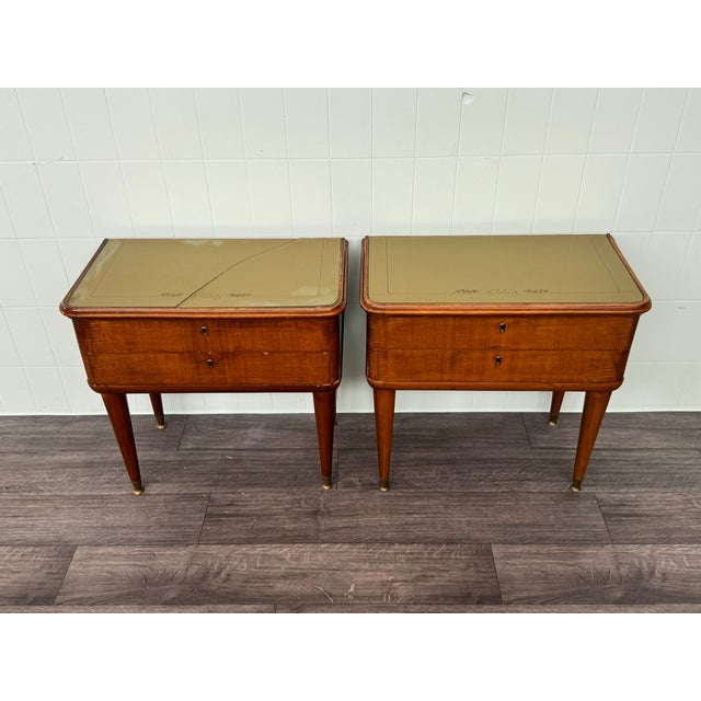 Gold Vintage Italian Bedside Tables, 1950s, Set of 2 For Sale - Image 8 of 17