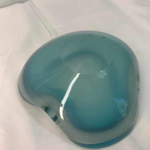 1960s Vintage C. 1960s Murano Teal Blue and White Opaline Cased Glass Dish For Sale - Image 5 of 7