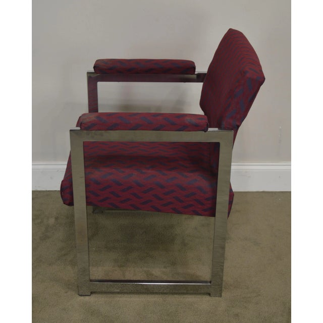 Metal Mid-Century Modern Milo Baughman Style Chrome Armchairs - a Pair For Sale - Image 7 of 13