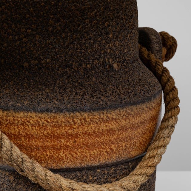 20th Century German Orange Ceramic Table Lamp With Rope Handle For Sale - Image 9 of 18