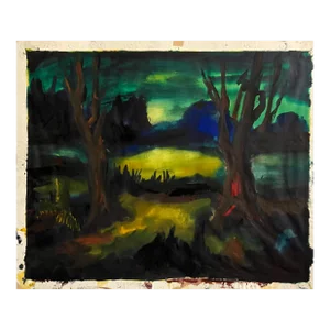 Mid Century Modern 1960’s Original Vintage Abstract Landscape Watercolor Painting Signed