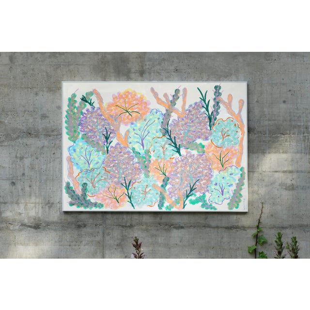 Post Impressionist 2025, Post Impressionist Painting, Organic Abstract Patterns of Sea Sponges and Algae, Gouache Crayon on Watercolor Paper by Romina Milano For Sale - Image 3 of 8