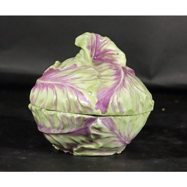 Marcolini Meissen Meissen Porcelain Trompe l'Oeil Red Cabbage Box and Cover, Marcolini Period For Sale - Image 4 of 13
