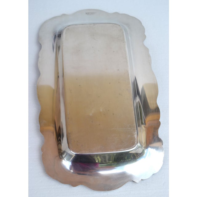 1950s International Silver Co. Silverplate Rectangle Embossed Bread Platter Serving Tray For Sale - Image 13 of 16