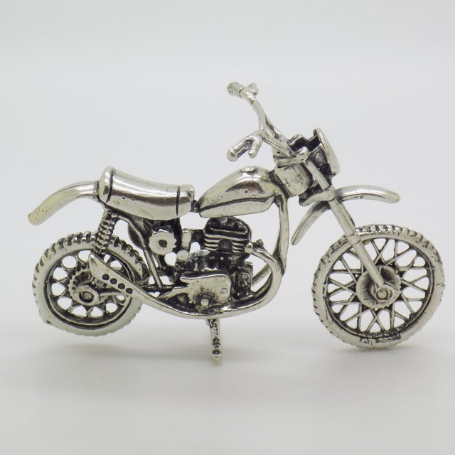 Vintage Italian Silver 800 Motorcycle Figurine, 1980s For Sale - Image 4 of 11
