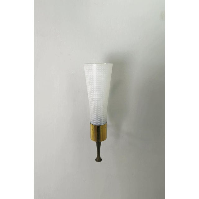 Gold Wall Lamps in Brass and Glass, 1950s, Set of 3 For Sale - Image 8 of 14