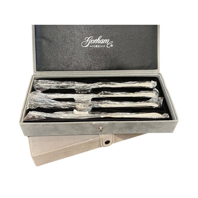 An elegant set of eight Gorham steak knives in the classic Kimberly pattern, presented in their two original fitted Gorham...