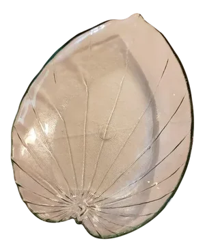 Large Vintage 1960s Glass Leaf Platter With Vining