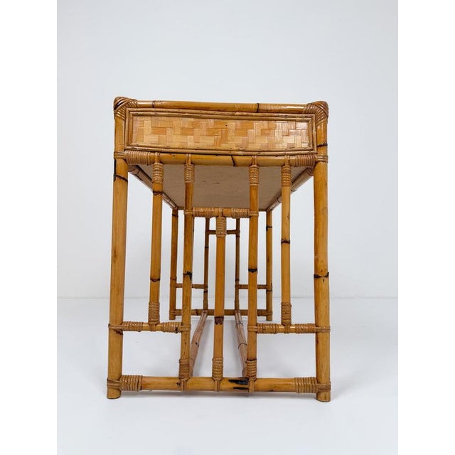 Mid-Century Modern Italian Bamboo, Cane and Rattan Console Desk, 1970s For Sale - Image 18 of 18