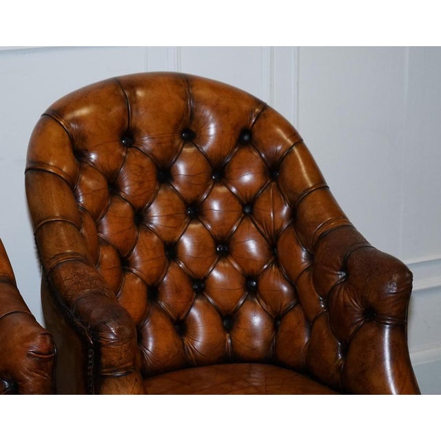 Animal Skin Vintage English Chesterfield Chairs in Hand Dyed Leather, Set of 4 For Sale - Image 7 of 18
